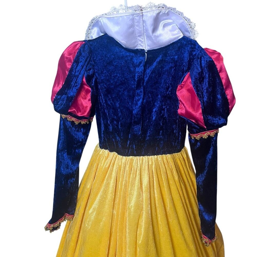 Princess Costume Dress Up Snow White Velvet Blue Yellow Long Hoop Skirt Girl 7/8 - Picture 4 of 10